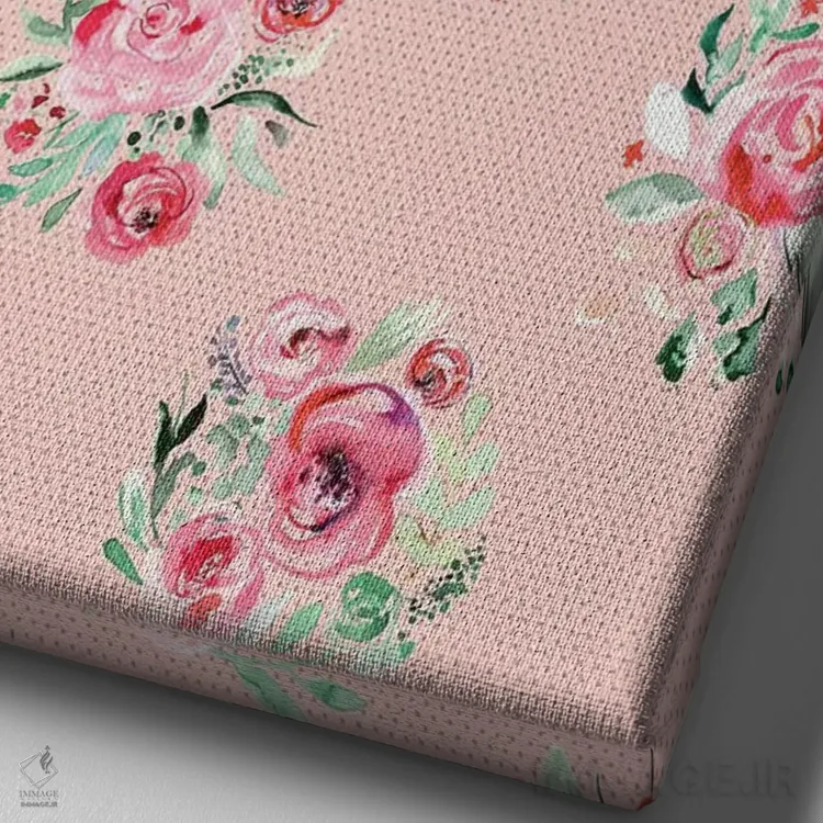 تابلو مدرن دسته گل های رز شیرین صورتی ملایم اثر نینولا دیزاین - نمای نزدیک بافت بوم