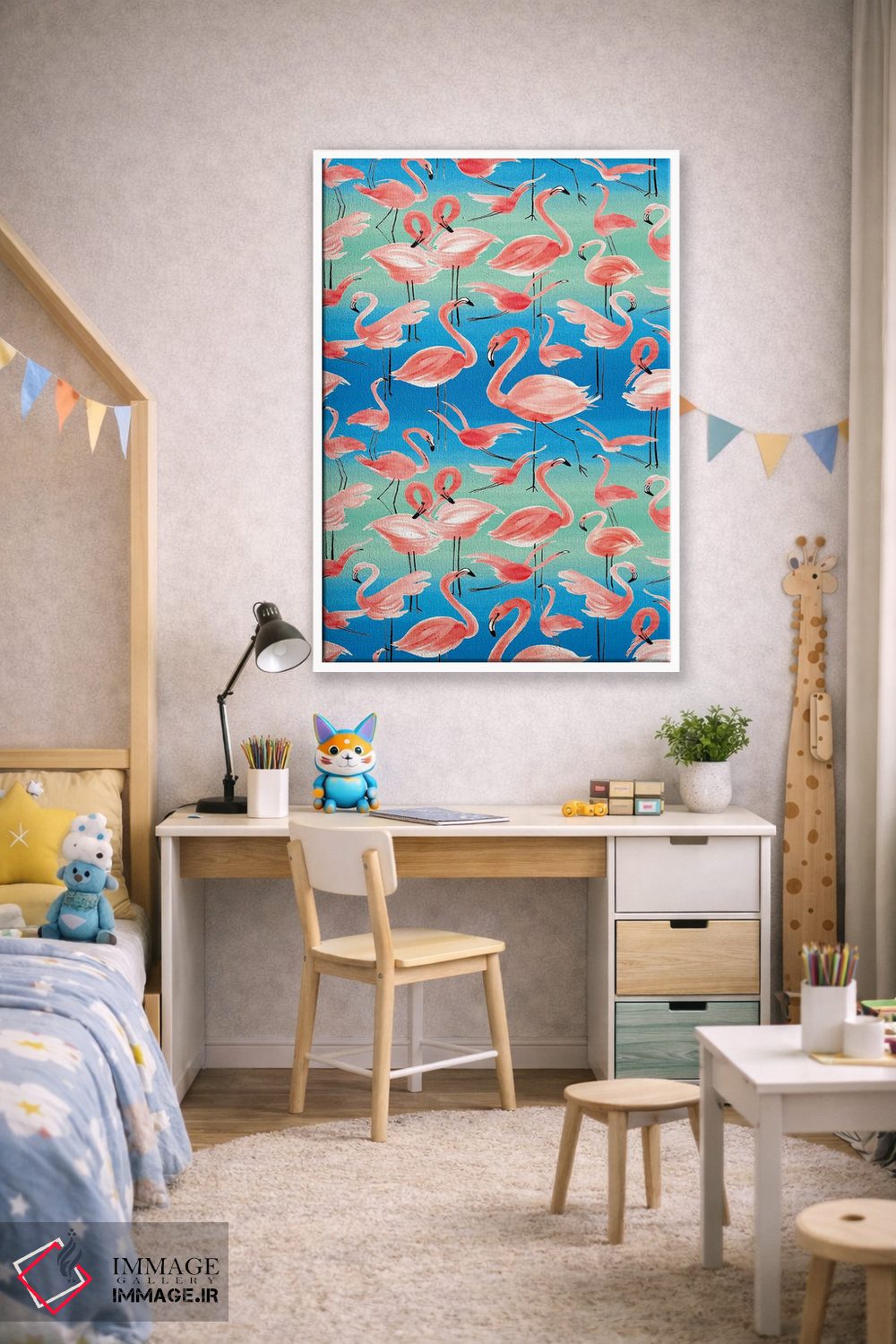 تابلو دکوراتیو فلامینگوهای صورتی اثر نینولا دیزاین - D1W