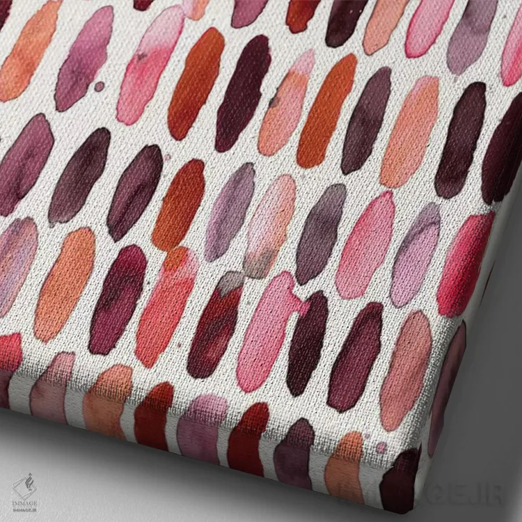 تابلو دکوراتیو قرص های دایره ای قرمز و سفید اثر نینولا دیزاین - نمای نزدیک بافت بوم