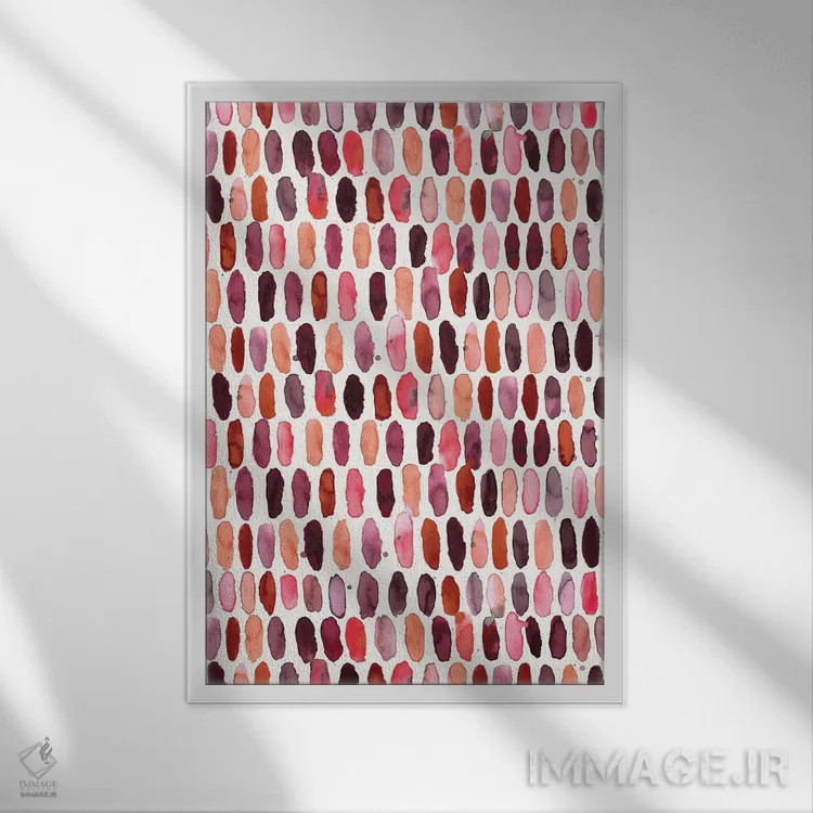 تابلو دکوراتیو قرص های دایره ای قرمز و سفید اثر نینولا دیزاین - نمای قابدار سفید