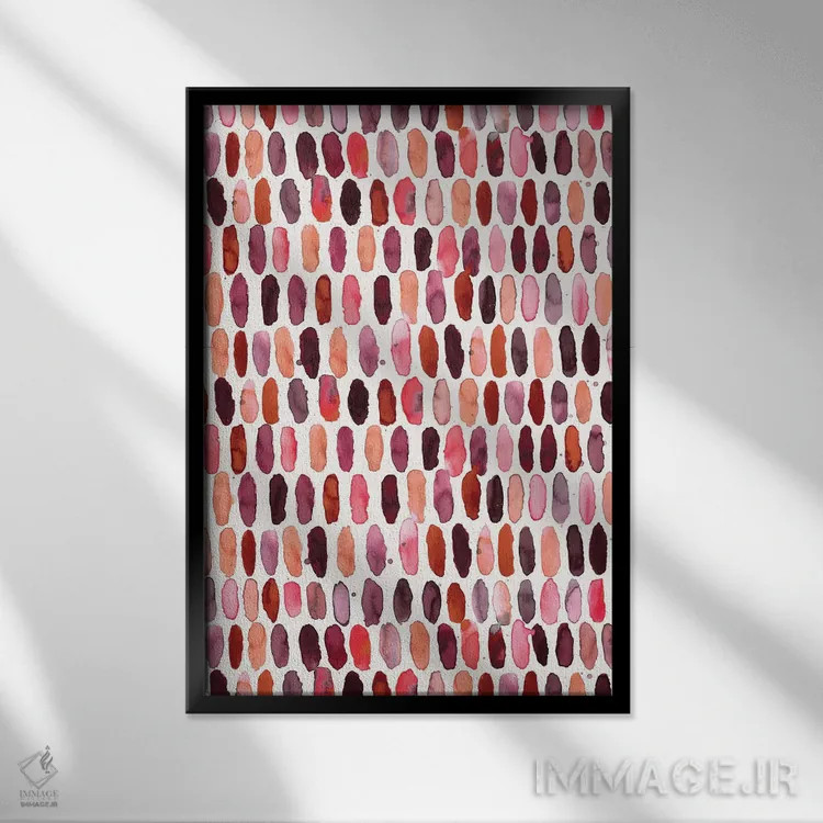 تابلو دکوراتیو قرص های دایره ای قرمز و سفید اثر نینولا دیزاین - نمای قابدار مشکی