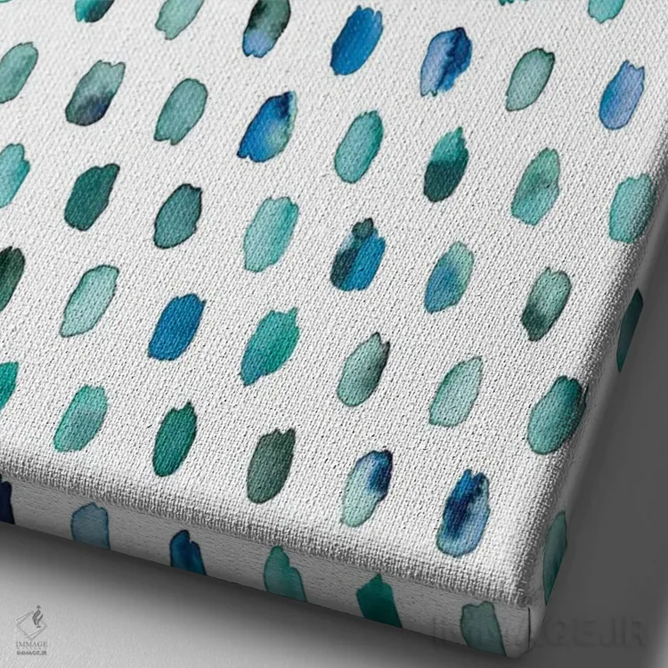 تابلو دکوراتیو پالت نقطه های هندسی آبی اثر نینولا دیزاین - نمای نزدیک بافت بوم