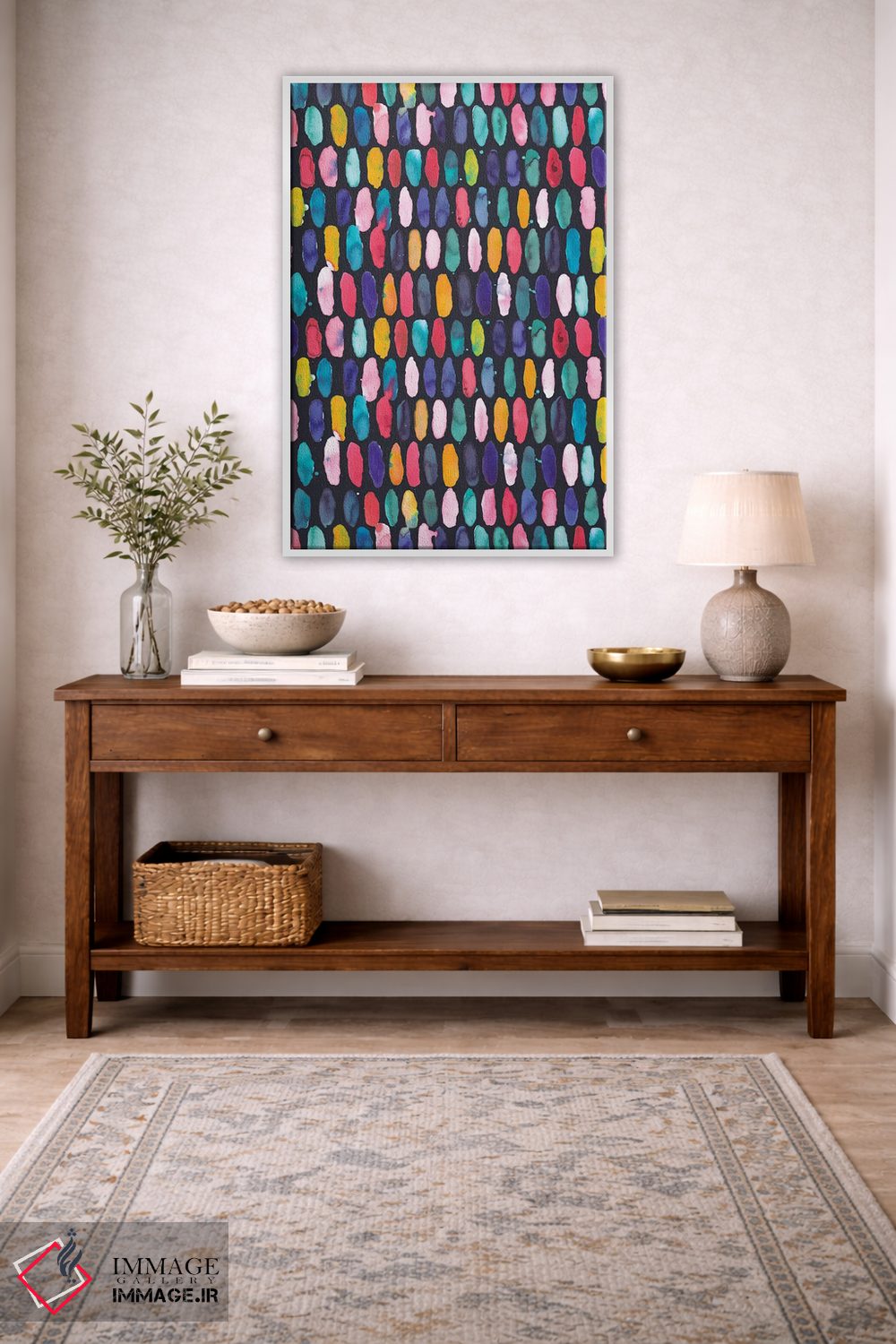 تابلو دکوراتیو قرص های دایره ای چندرنگ و سورمه ای اثر نینولا دیزاین - D3W