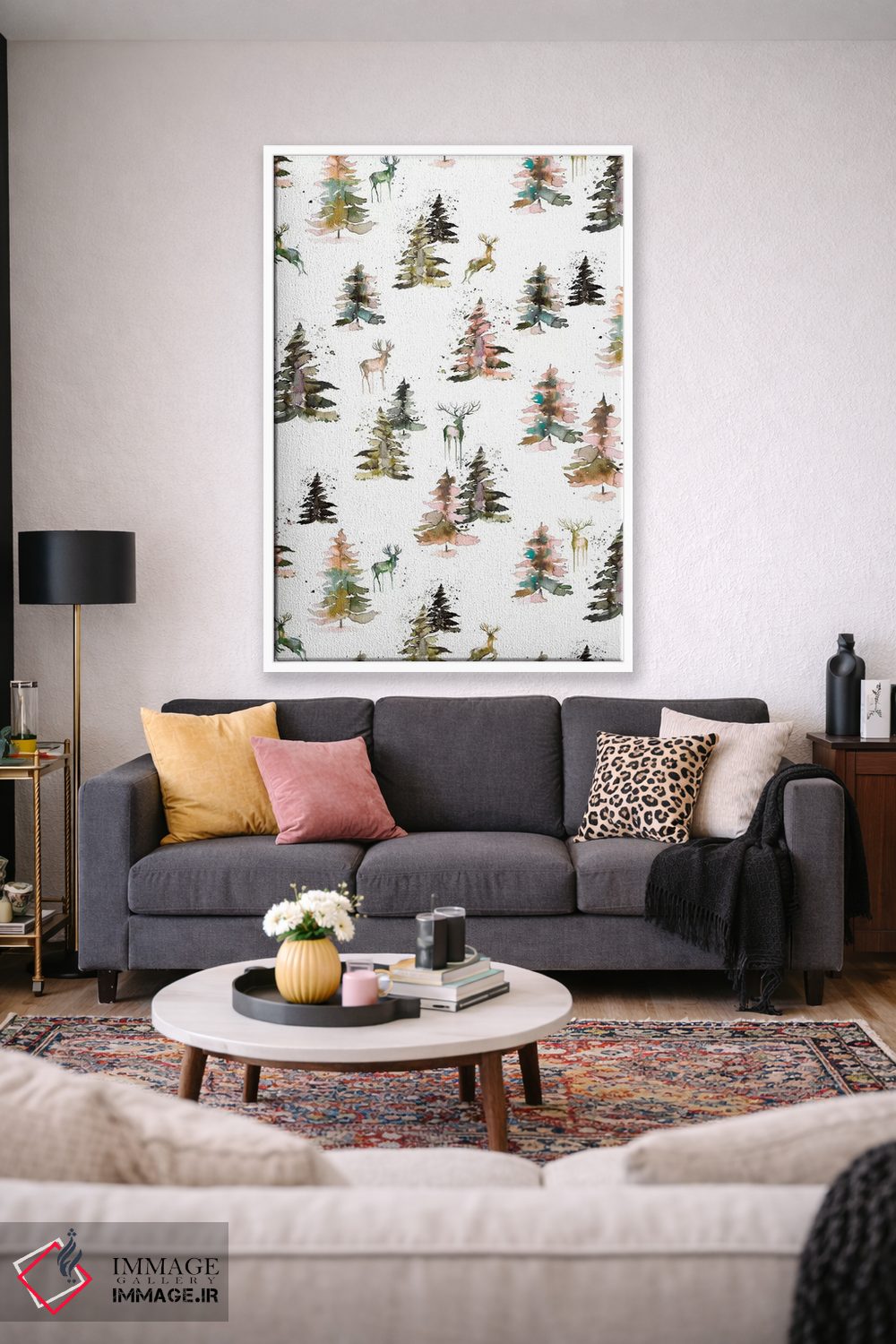 تابلو دکوراتیو گوزن های زمستانی جنگل روستایی اثر نینولا دیزاین - D1W
