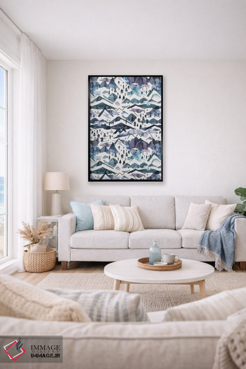 تابلو دکوراتیو کوه های آبرنگی آبی و ارغوانی اثر نینولا دیزاین - D2B