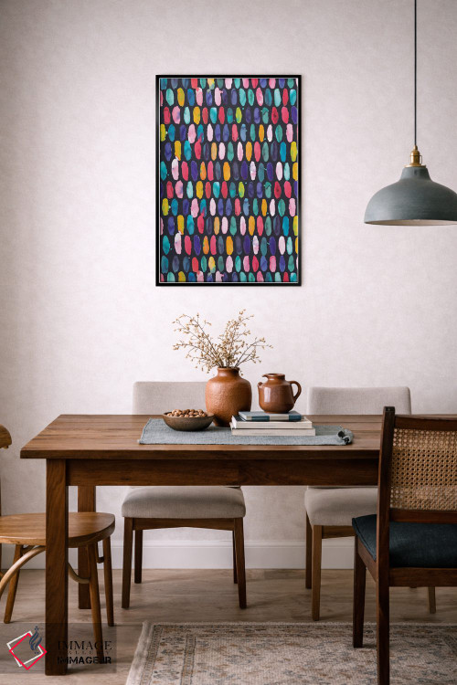 تابلو دکوراتیو قرص های دایره ای چندرنگ و سورمه ای اثر نینولا دیزاین - D6B