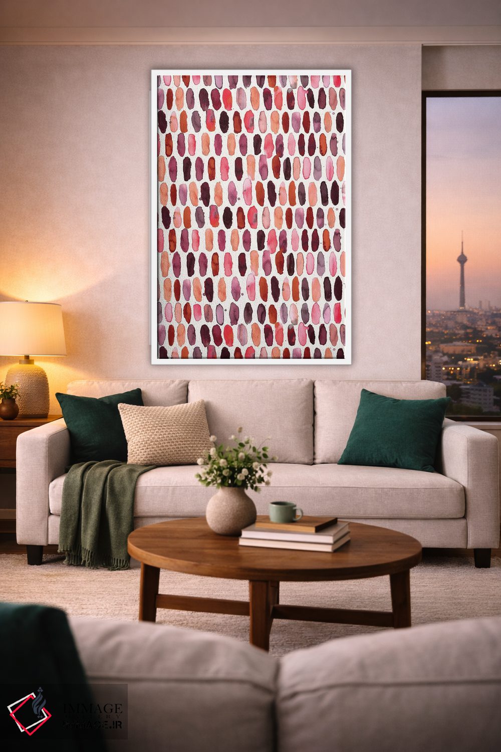 تابلو دکوراتیو قرص های دایره ای قرمز و سفید اثر نینولا دیزاین - D1W