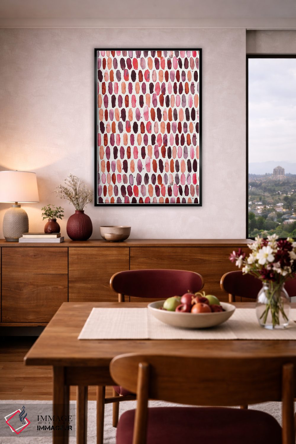 تابلو دکوراتیو قرص های دایره ای قرمز و سفید اثر نینولا دیزاین - D3B