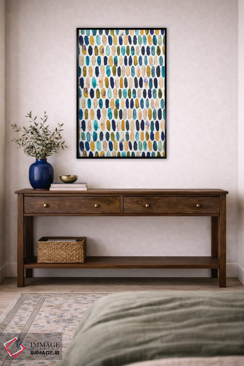 تابلو دکوراتیو قرص ها آبی و زرد اخرایی اثر نینولا دیزاین - D5B