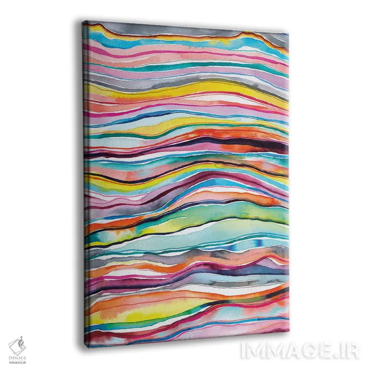 تابلو انتزاعی لایه های مرمر و عقیق معدنی آبرنگی رنگارنگ اثر نینولا دیزاین - نمای پرسپکتیو محصول