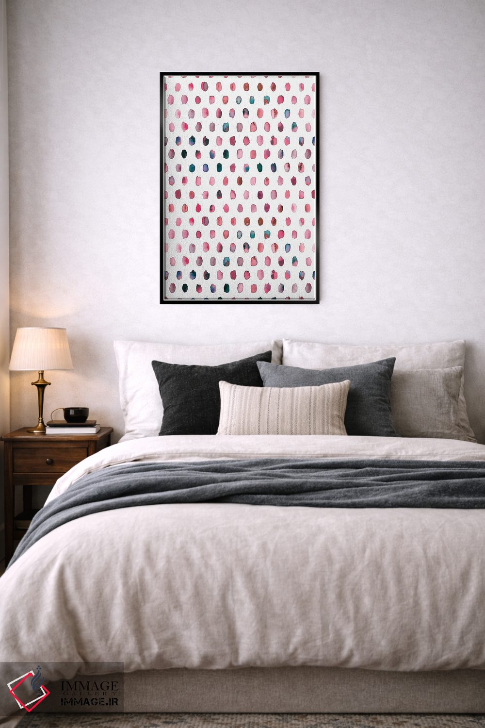 تابلو دکوراتیو پالت نقطه های هندسی صورتی اثر نینولا دیزاین - D6B