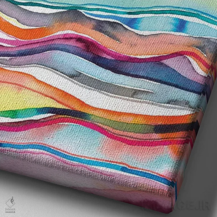 تابلو انتزاعی لایه های مرمر و عقیق معدنی آبرنگی رنگارنگ اثر نینولا دیزاین - نمای نزدیک بافت بوم