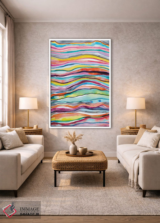 تابلو انتزاعی لایه های مرمر و عقیق معدنی آبرنگی رنگارنگ اثر نینولا دیزاین - D1W