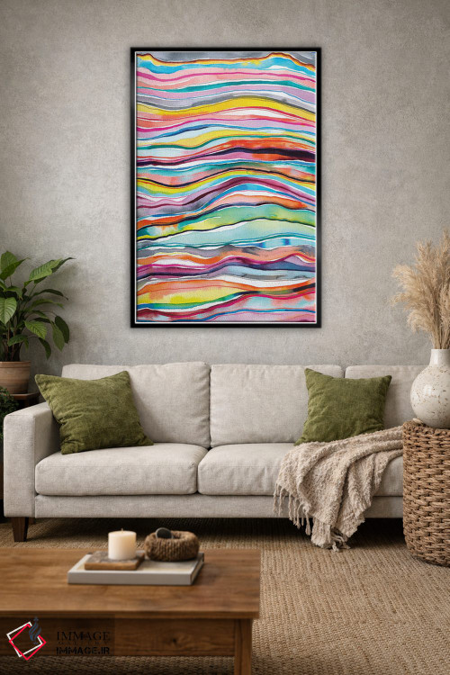 تابلو انتزاعی لایه های مرمر و عقیق معدنی آبرنگی رنگارنگ اثر نینولا دیزاین - D2B