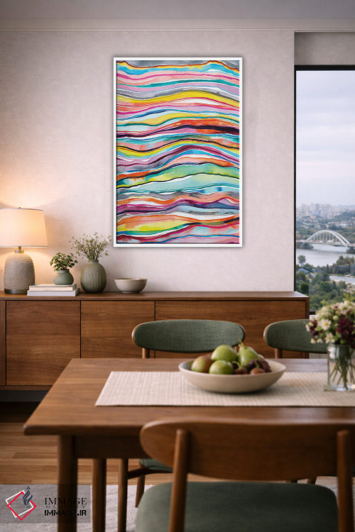 تابلو انتزاعی لایه های مرمر و عقیق معدنی آبرنگی رنگارنگ اثر نینولا دیزاین - D5W