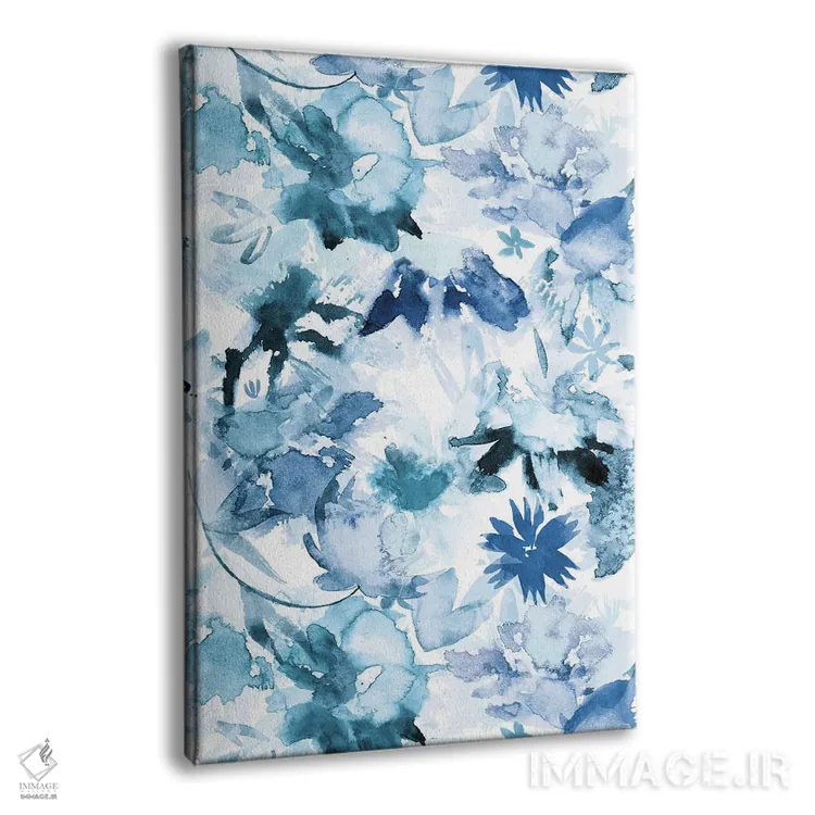 تابلو مدرن گل های بزرگ آبرنگی نیلی اثر نینولا دیزاین - نمای پرسپکتیو محصول