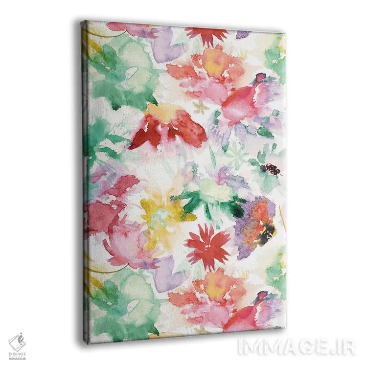 تابلو دکوراتیو گل های بزرگ آبرنگی رنگارنگ اثر نینولا دیزاین - نمای پرسپکتیو محصول