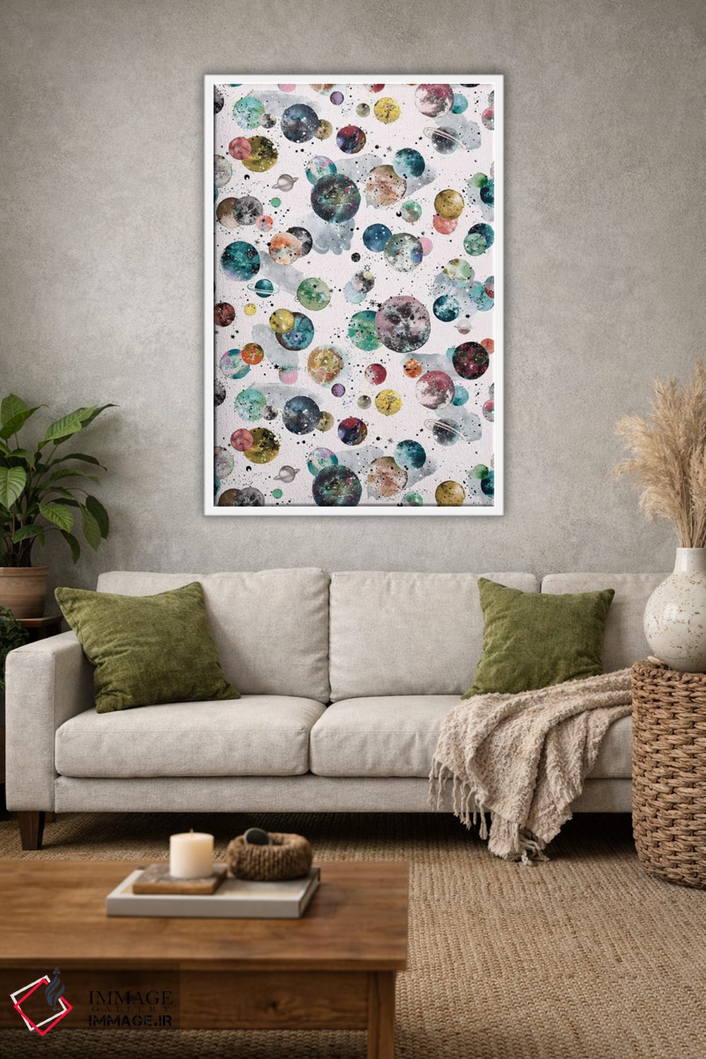 تابلو دکوراتیو سیارات و ستارگان کیهانی رنگارنگ اثر نینولا دیزاین - D1W