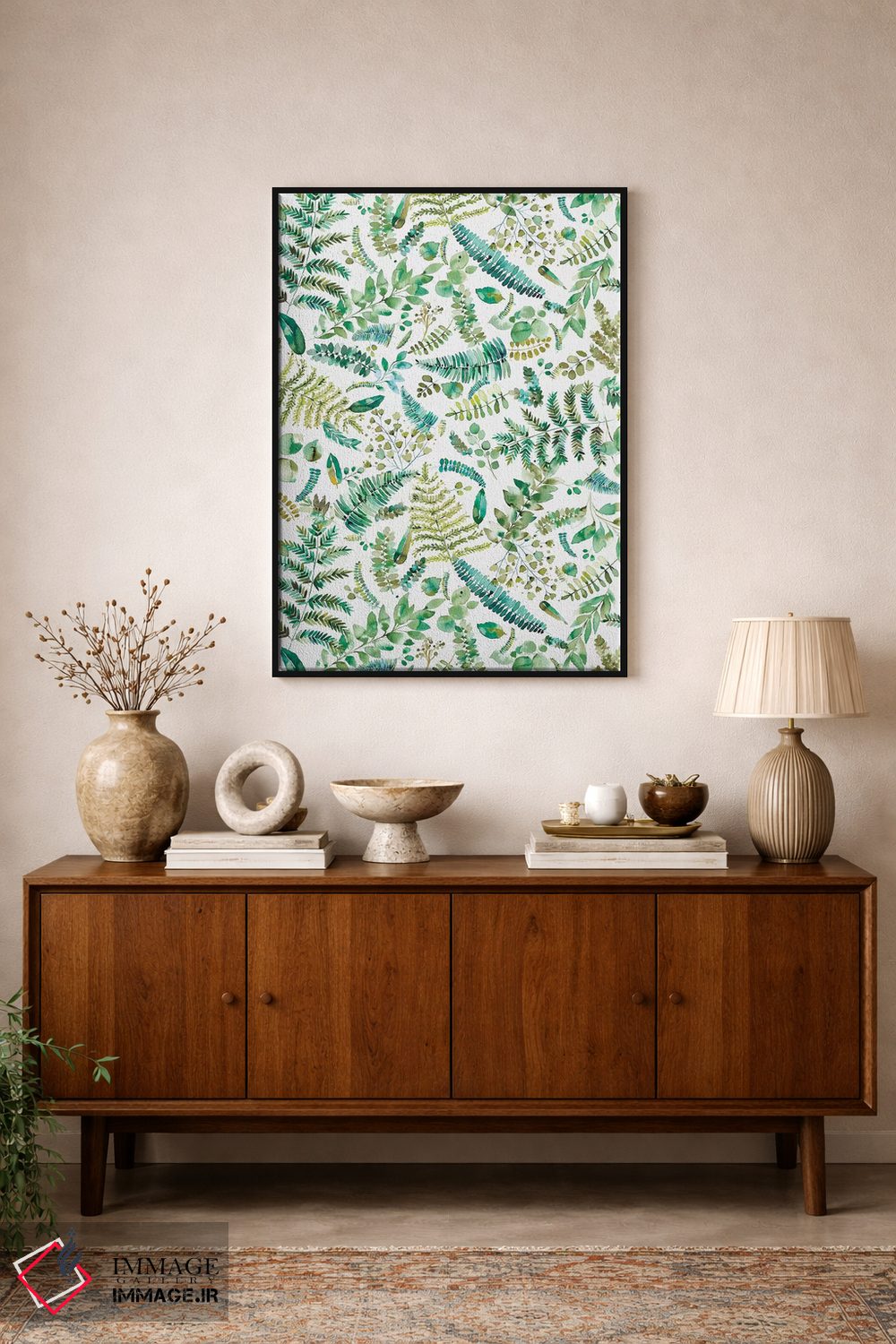 تابلو دکوراتیو برگ ها و گیاهان زیستی سبز گیاهی اثر نینولا دیزاین - D1B