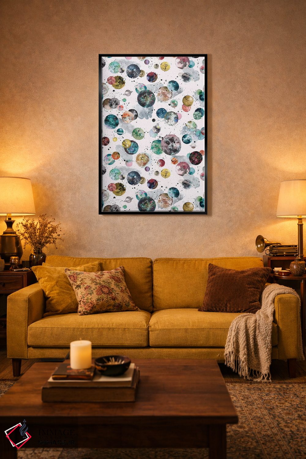 تابلو دکوراتیو سیارات و ستارگان کیهانی رنگارنگ اثر نینولا دیزاین - D5B