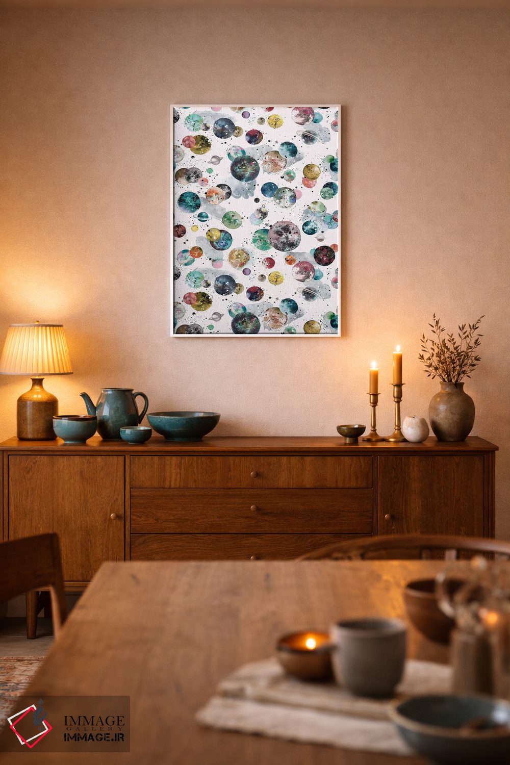 تابلو دکوراتیو سیارات و ستارگان کیهانی رنگارنگ اثر نینولا دیزاین - D6W