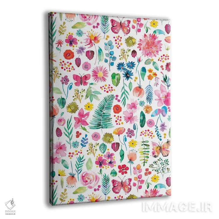 تابلو دکوراتیو گل ها و گیاهان جنگلی رنگارنگ اثر نینولا دیزاین - نمای پرسپکتیو محصول
