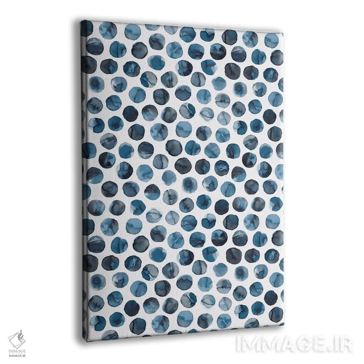 تابلو دکوراتیو مهره ها و نقطه های جوهری رنگارنگ آبی اثر نینولا دیزاین - نمای پرسپکتیو محصول
