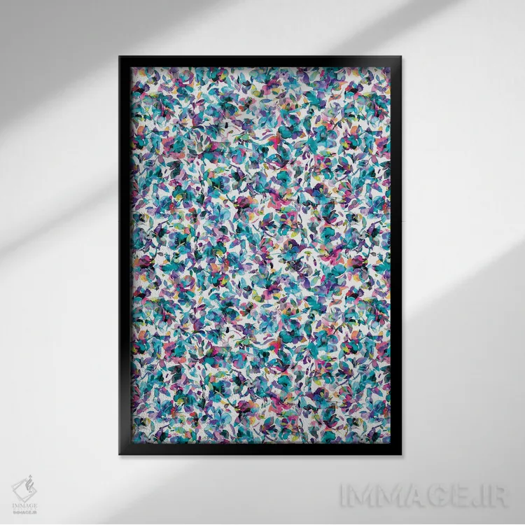 تابلو مدرن گل های آبی آبزی اثر نینولا دیزاین - نمای قابدار مشکی