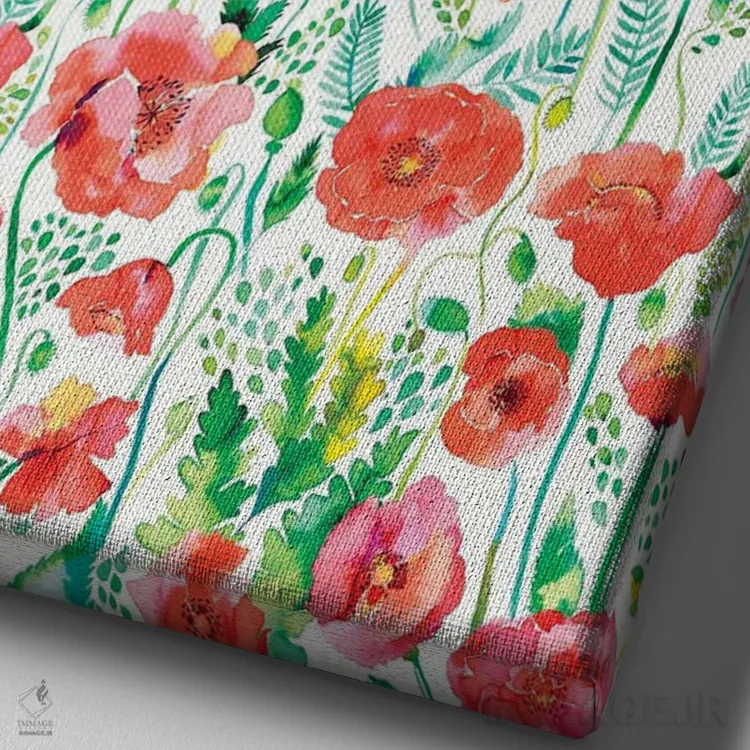 تابلو دکوراتیو شقایق های قرمز آبرنگی اثر نینولا دیزاین - نمای نزدیک بافت بوم