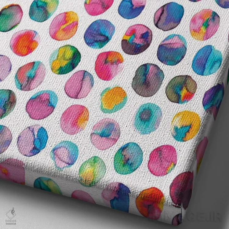 تابلو دکوراتیو مرمرهای رنگی مرکب نقطه ای چندرنگ اثر نینولا دیزاین - نمای نزدیک بافت بوم