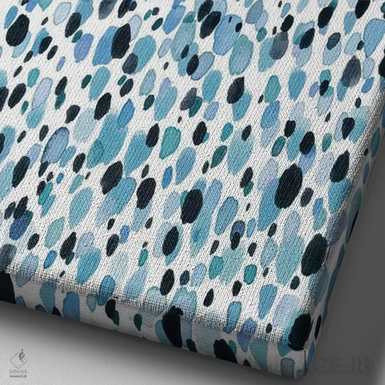 تابلو انتزاعی نقاط آبی دل انگیز اثر نینولا دیزاین - نمای نزدیک بافت بوم