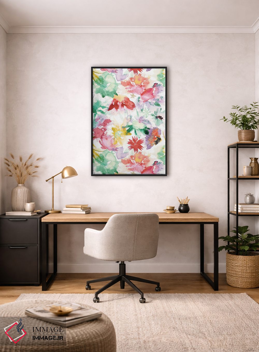 تابلو دکوراتیو گل های بزرگ آبرنگی رنگارنگ اثر نینولا دیزاین - D4B