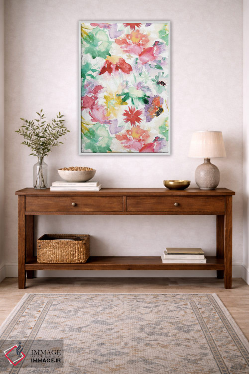 تابلو دکوراتیو گل های بزرگ آبرنگی رنگارنگ اثر نینولا دیزاین - D2W