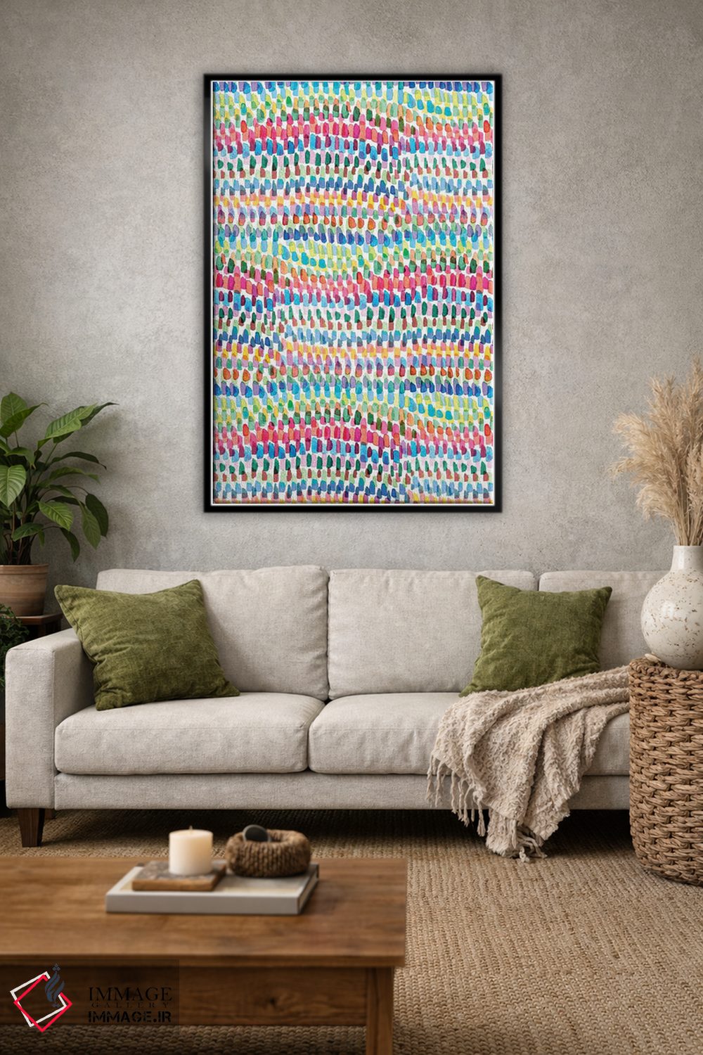 تابلو انتزاعی خطوط راه راه هنری رنگارنگ اثر نینولا دیزاین - D1B