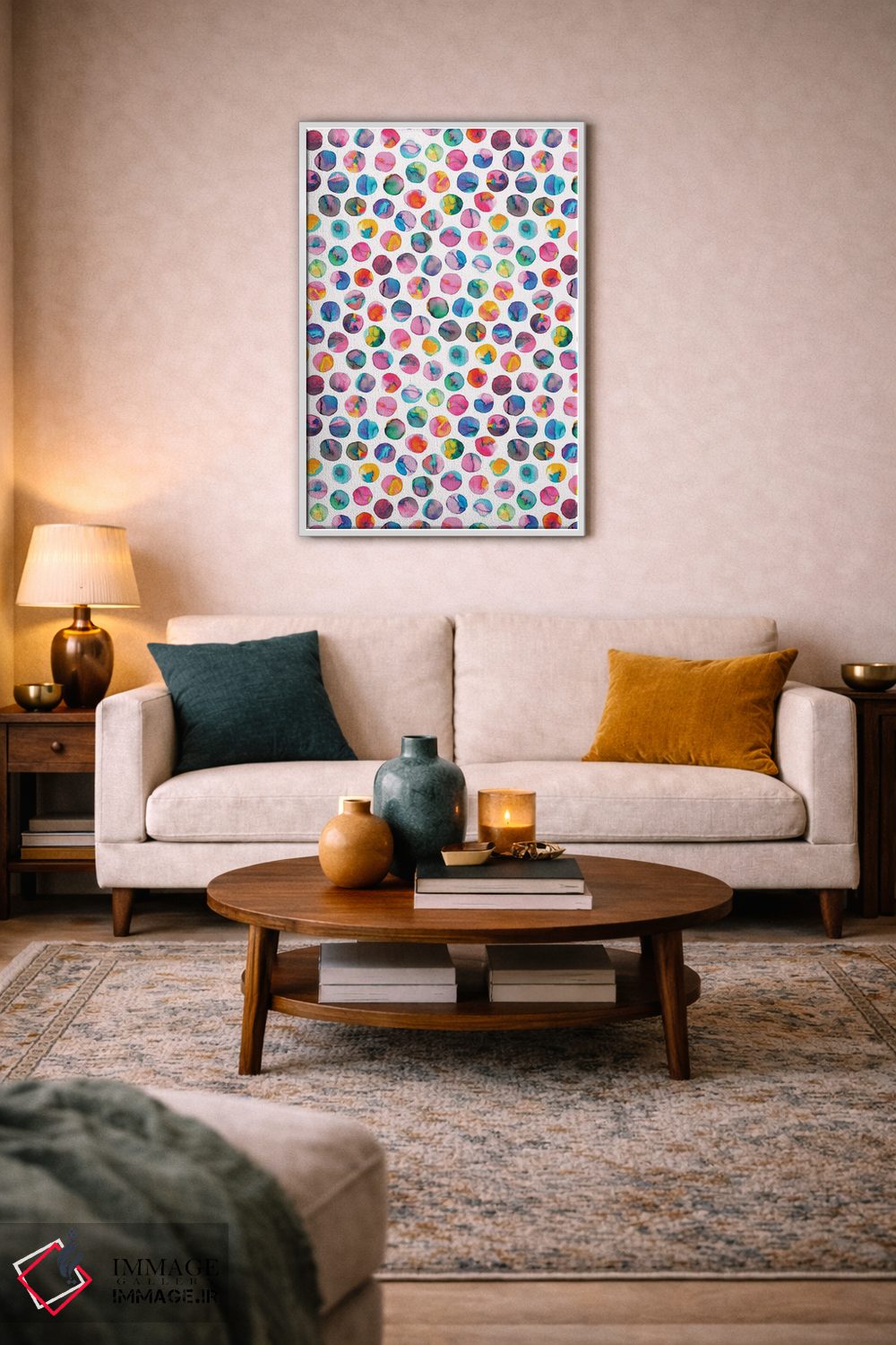 تابلو دکوراتیو مرمرهای رنگی مرکب نقطه ای چندرنگ اثر نینولا دیزاین - D3W
