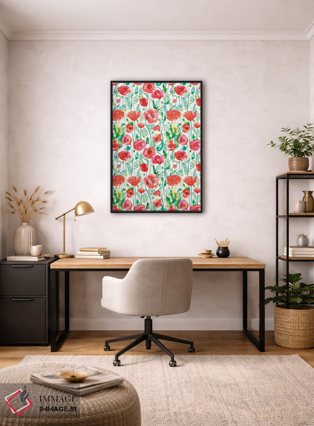 تابلو دکوراتیو شقایق های قرمز آبرنگی اثر نینولا دیزاین - D3B