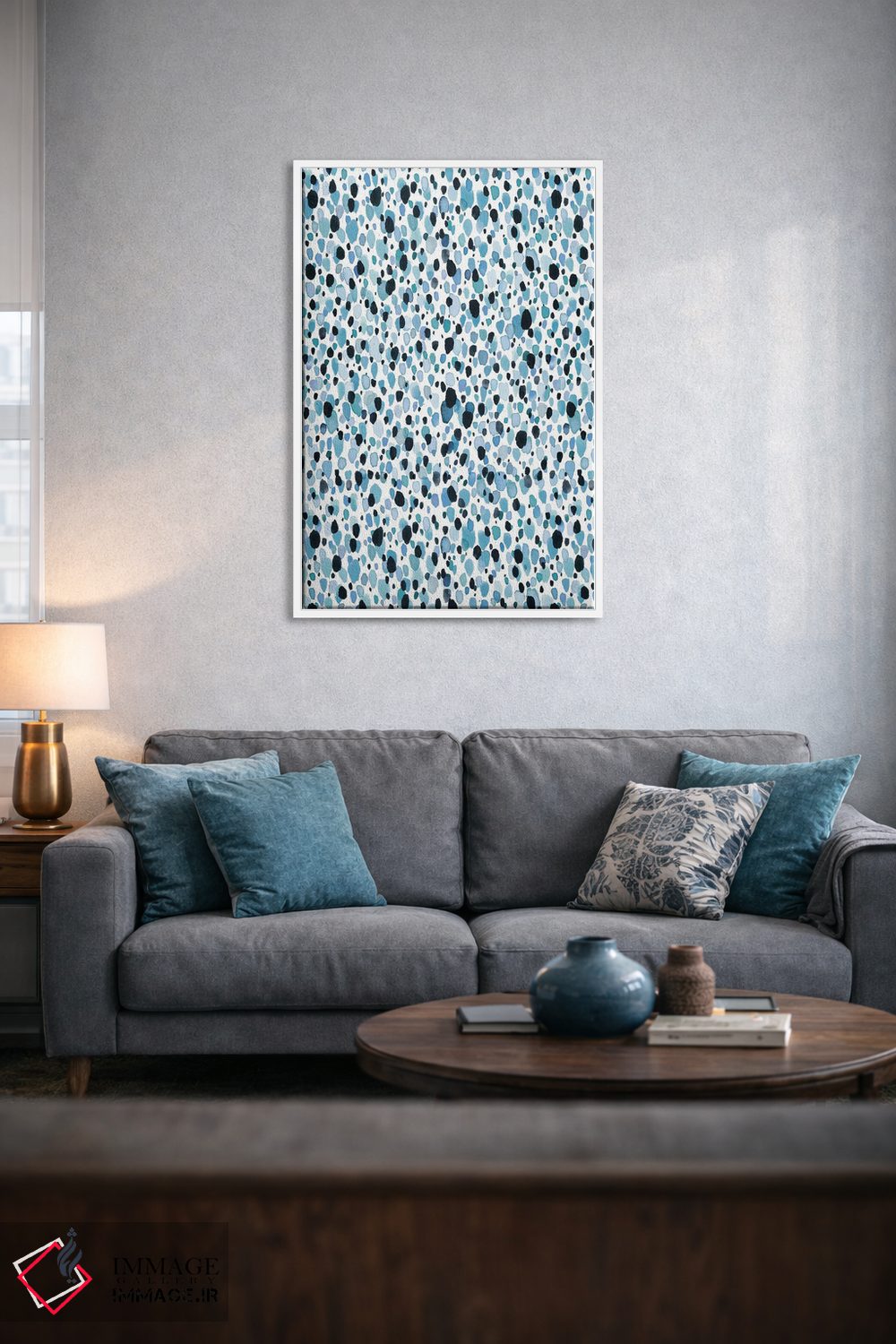تابلو انتزاعی نقاط آبی دل انگیز اثر نینولا دیزاین - D4W