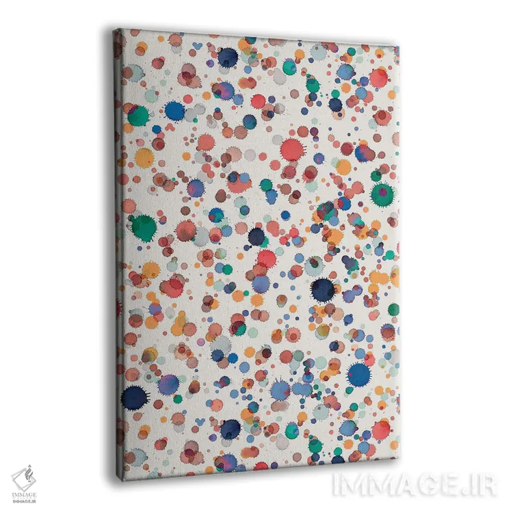 تابلو انتزاعی بافت قطرات آبرنگی آبی و زرد اثر نینولا دیزاین - نمای پرسپکتیو محصول