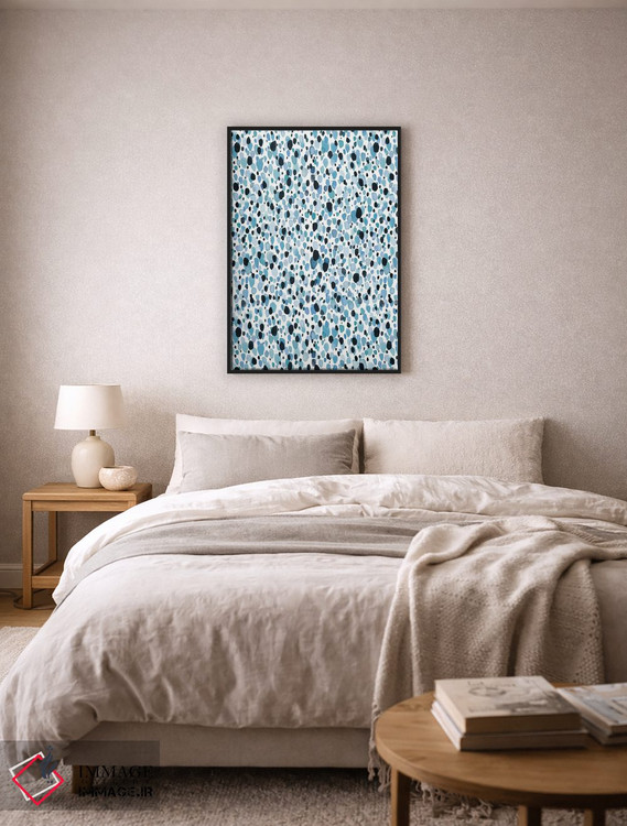 تابلو انتزاعی نقاط آبی دل انگیز اثر نینولا دیزاین - D6B