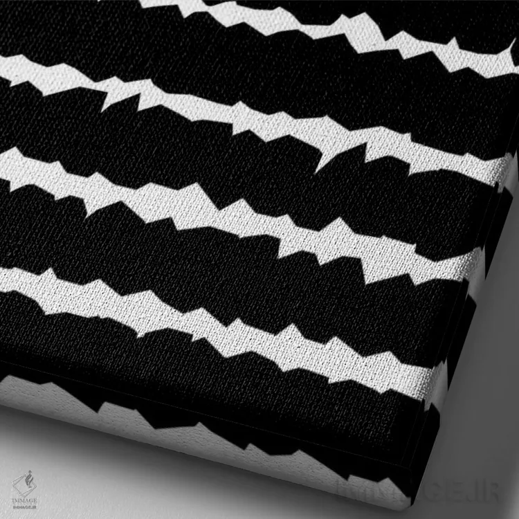 تابلو انتزاعی خطوط هندسی تک رنگ مشکی اثر نینولا دیزاین - نمای نزدیک بافت بوم