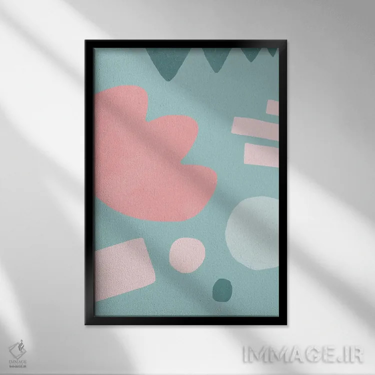 تابلو انتزاعی اشکال ارگانیک ماتیس پاپ صورتی اثر نینولا دیزاین - نمای قابدار مشکی