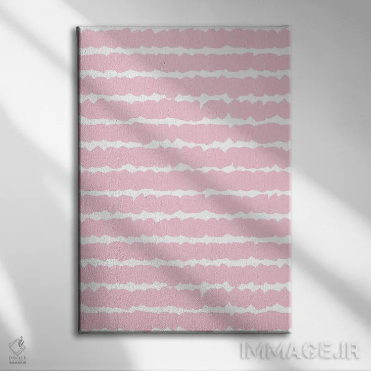 تابلو انتزاعی خطوط هندسی صورتی اثر نینولا دیزاین - نمای روبهرو روی دیوار