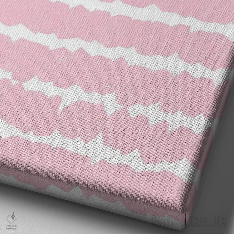 تابلو انتزاعی خطوط هندسی صورتی اثر نینولا دیزاین - نمای نزدیک بافت بوم