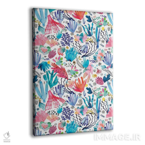 تابلو دکوراتیو صخره مرجانی آبرنگی چندرنگ اثر نینولا دیزاین - نمای پرسپکتیو محصول