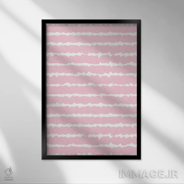 تابلو انتزاعی خطوط هندسی صورتی اثر نینولا دیزاین - نمای قابدار مشکی