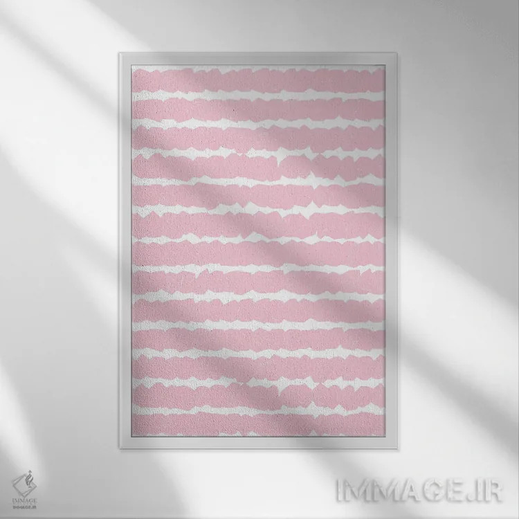 تابلو انتزاعی خطوط هندسی صورتی اثر نینولا دیزاین - نمای قابدار سفید