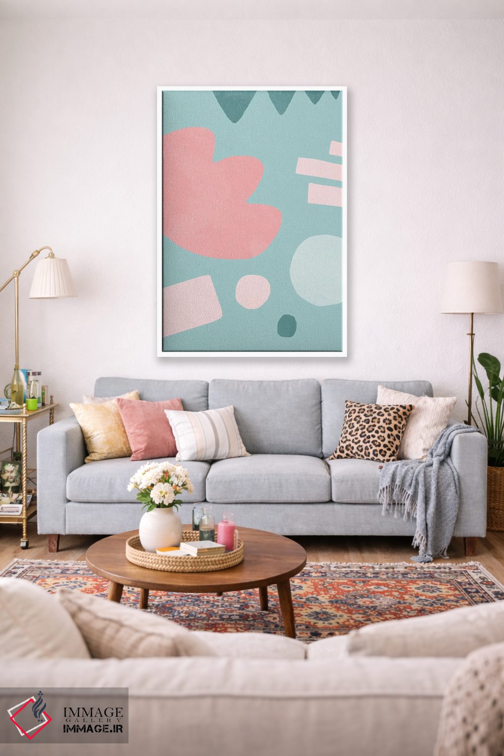تابلو انتزاعی اشکال ارگانیک ماتیس پاپ صورتی اثر نینولا دیزاین - D1W