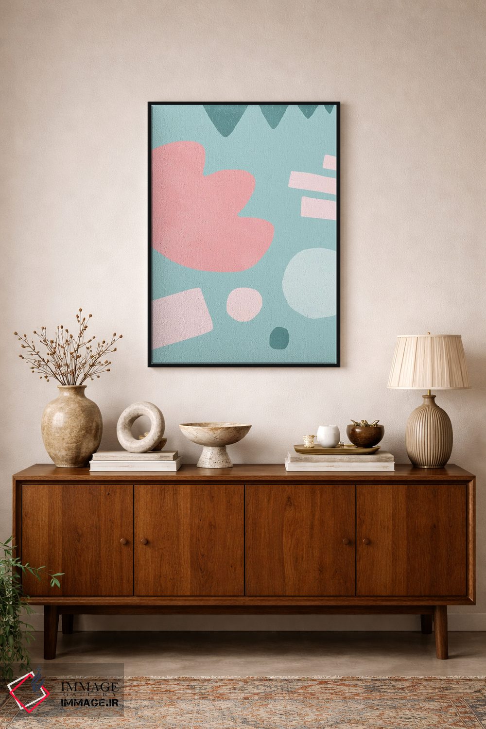 تابلو انتزاعی اشکال ارگانیک ماتیس پاپ صورتی اثر نینولا دیزاین - D2B