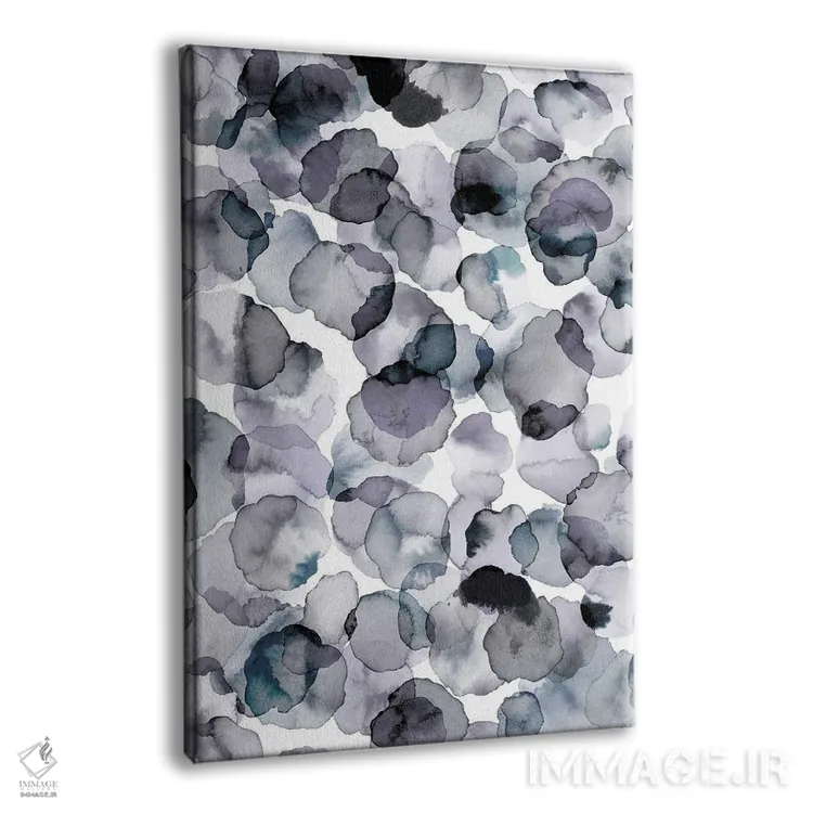 تابلو انتزاعی گلبرگ های آبرنگی خاکستری اثر نینولا دیزاین - نمای پرسپکتیو محصول