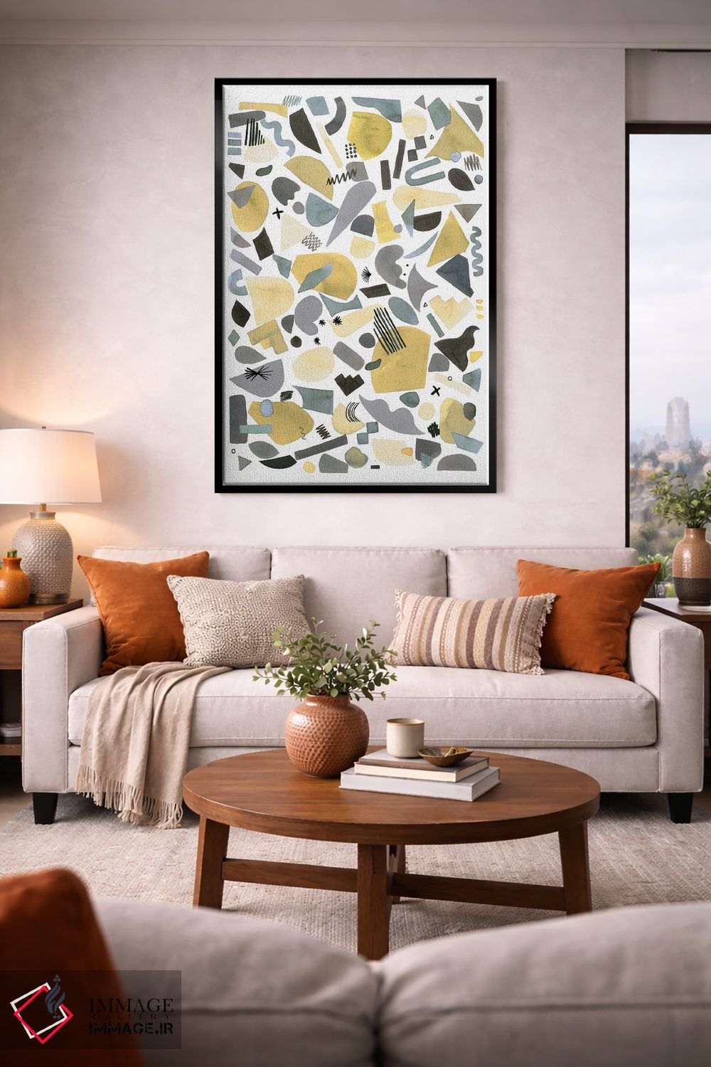 تابلو انتزاعی قطعات هندسی نقره ای و طلایی اثر نینولا دیزاین - D1B